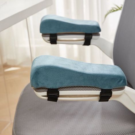 Coussin d'accoudoir deux pièces pour chaises de bureau, protège-coude surélevé et moelleux, coussin confortable pour les coudes, soutien du coude, convient aux chaises d'ordinateur, bleu (1/5)