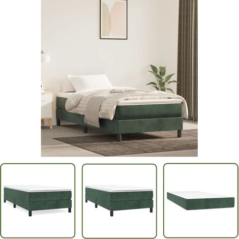 The Living Store Boxspringbett mit Matratze Dunkelgrün 80x200 cm Samt - Samtbett - Boxspringbett - Doppelbett - Bettauflage - Matratze (1/5)