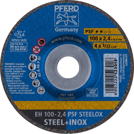 PFERD TOOLS Trennscheibe EH 100x2,4x16 mm gekröpft Universallinie PSF STEELOX für Stahl/Edelstahl 25 Stk