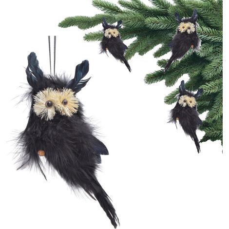Gufo nero - uccelli e decorazioni per l'albero di Natale 14 cm (1/5)