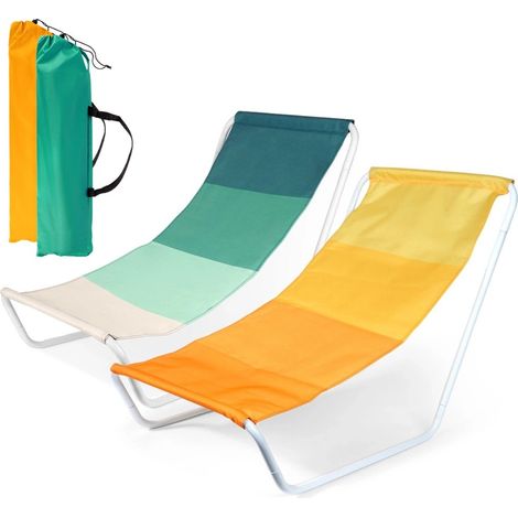 Lettino da spiaggia pieghevole, 2 pezzi.