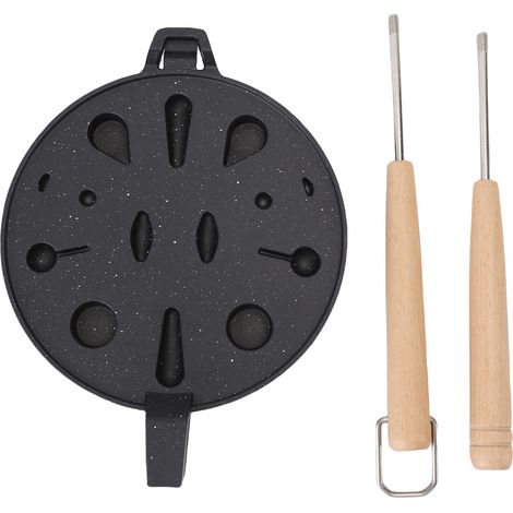 Fabricant de moules à biscuits en noyer, 12 trous, alliage d'aluminium, bois antiadhésif en forme de fleur, cuisson Oreshki pour cuisinière à gaz de cuisine noir. (1/5)