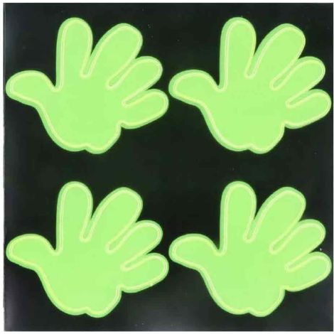Adesivo rifrangenti fluorescenti a forma di mano giallo fluo catarifrangenti segnale luminoso per auto moto scale interruttori prese 4 pezzi