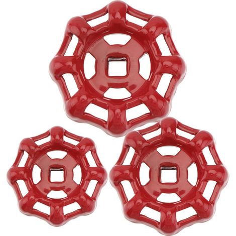 3 Pièces Volant de Robinet en Fonte Rouge Trou (1/5)