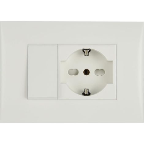 KIT PRESA BIVALENTE-DEVIATORE CON SUPPORTO E PLACCA ELECTRALINE Colore bianco - ELECTRALINE (1/2)