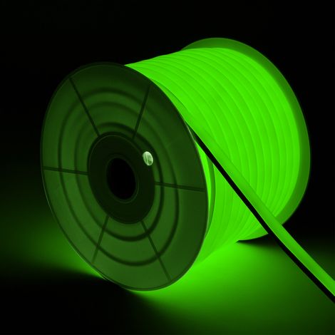 LED-Streifenrolle Neon Dimmbar 220V 50m Grün Halbrund 180° 7.5W/m Schnitt 100cm IP67 Grün
