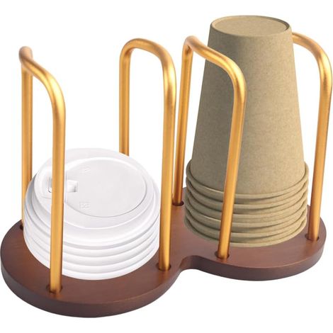 1 Distributeur de gobelets,Double compartiment,Structure ouverte,Aluminium et bois,Bureau,Cuisine,Café (1/5)