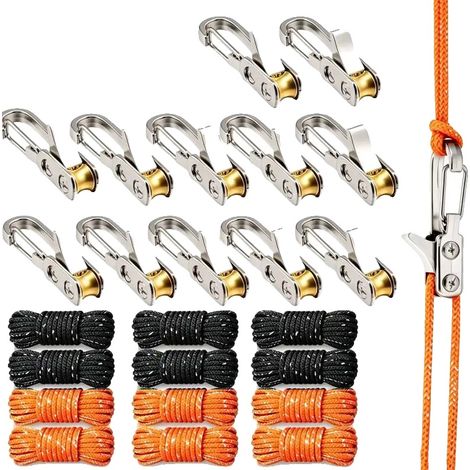 Riemenspanner, leichtes Aluminium, Schnellverschluss-Design, 12 Seil 12 Haken set2 (1/2)