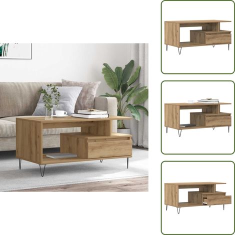 vidaXL Couchtisch Artisan-Eiche 90x49x45 cm Holzwerkstoff (1/5)