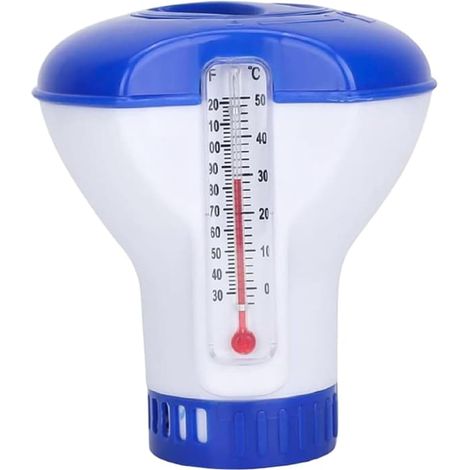 LYERCW - Bouée de chlore pour piscine, avec thermomètre intégré, pastille automatique de 12,7 cm (5 pouces), accessoire pour une eau de piscine fraîche et propre. (1/5)