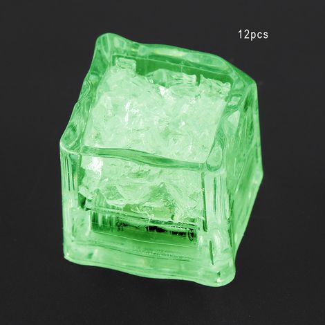 12 farbenfrohe LED-Eiswürfel mit Flüssigkeitssensor, beleuchtet, für Hochzeitsfeiern, dekorative Eiswürfel (Grün) (1/5)