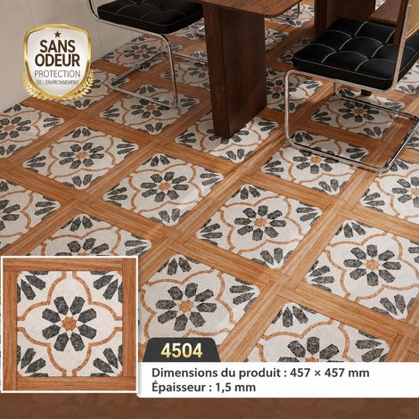 Dalle de sol adhésive PVC 1,8 mm motif marqueté 4504 457x457 mm 1 pièce 1.8 mm 4504 45,7 × 45,7 × 1,5 cm 530 g – Livraison gratuite