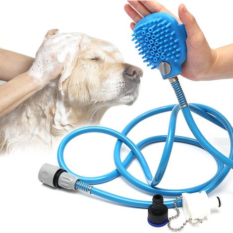 CCYKXA pet shower head, 1 dog shower jet, 1 dog bath tool with brush, 1 pet shower, 2.5m hose, 2 adapters (1/5)