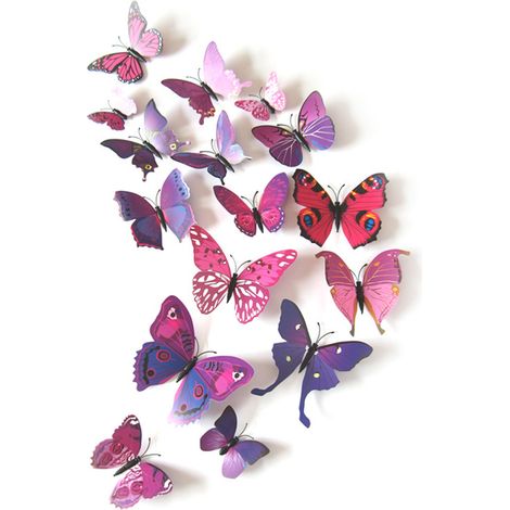 Papillons 3D - Autocollants Muraux En PVC - Décoration Intérieure Et Réfrigérateur - Lot De 12 Pièces (1/5)