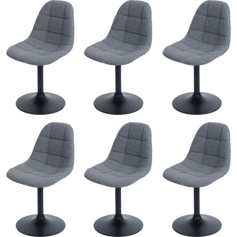 Set 6x sedie da pranzo HHG-842, poltroncina da cucina girevole, acciaio Stoffa/tessuto bouclé (450g/m²), grigio scuro
