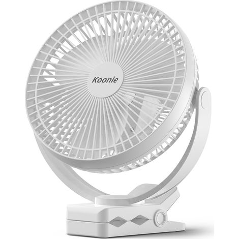 Ventilateur Clip 10000mAh 20CM, USB Rechargeable Portable, Blanc 4 vitesses, débit d'air puissant, pince robuste, rechargeable, pour bureau, voiture, voyage, camping, intérieur/extérieur (1/5)