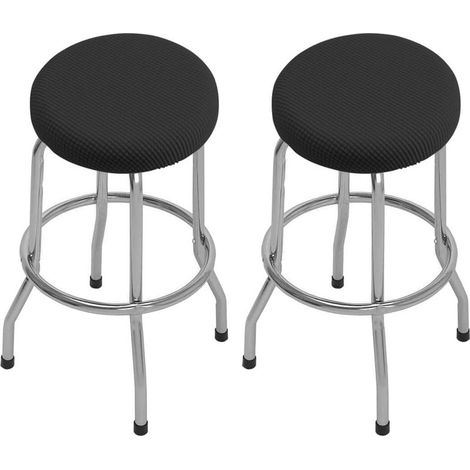 2 Pièces Housse Tabouret Rond(noir), Housse Tabouret de Bar Rond, Lavable Facile d'entretien Doux et Durable, pour Tabouret 30-44cm (1/5)