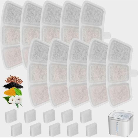 Lot de 20 filtres pour fontaine à chat 3,5 l En acier inoxydable 10 filtres de rechange avec 10 filtres en mousse (1/5)