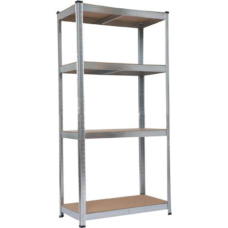 Scaffale 4 Ripiani in Acciaio Galvanizzato e MDF Fadi Silver