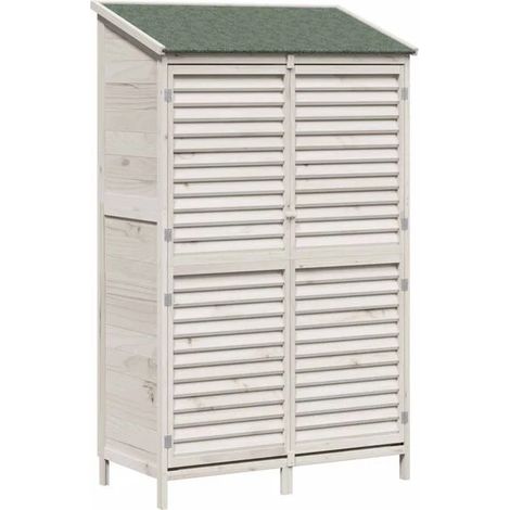 Chalet de jardin blanc, 106 x 56 x 176,5 cm, en bois de cèdre massif (1/5)