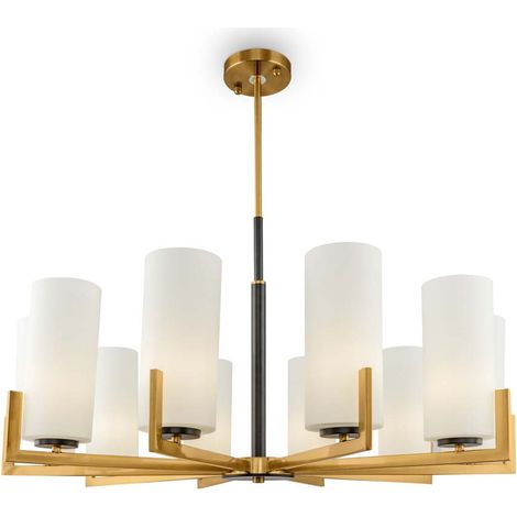 Maytoni Fortano Lustre moderne en laiton à 10 ampoules Fortano avec abat-jour en verre (1/5)