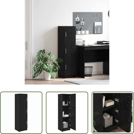 Holz - Highboard Schwarz Eichen-Optik 31,5 x 32 x 122,5 cm (1/5)