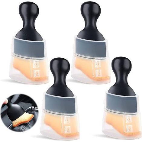 Herramientas de limpieza para el interior del coche, cepillos para detalles del coche, cepillo de limpieza para coches, cepillo suave para limpiar el coche, limpieza del polvo, oficina, hogar (4 pieza (1/5)
