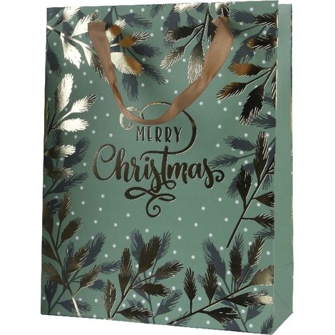 Sacchetto de regalo rectangular con texto brillante, asa y 2 colores surtidos - 12 x 30 x 42 cm (1/2)