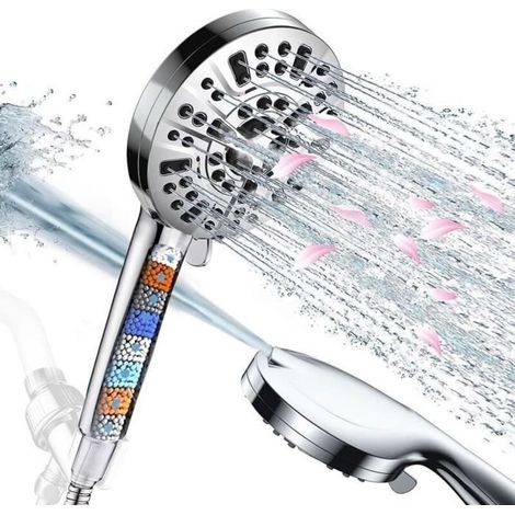Pommeau de Douche - 10 Modes De Douche - avec Tuyau 1,5 m- Haute Pression Économie d\'Eau-chromé (1/4)