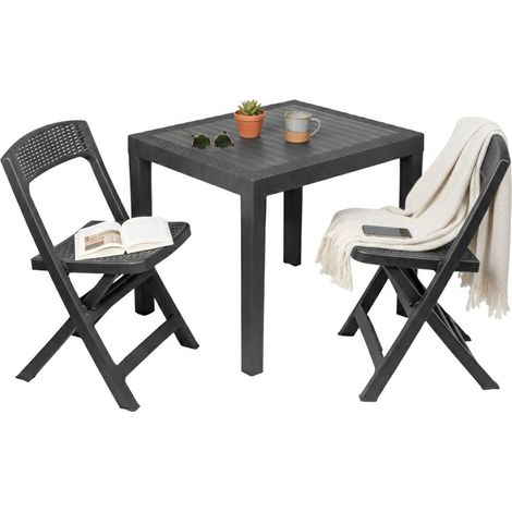 Gartenlounge-Set Corinth, Outdoor Lounge für 2 Personen, ein Tisch Made in Italy, Anthrazit Schwarz