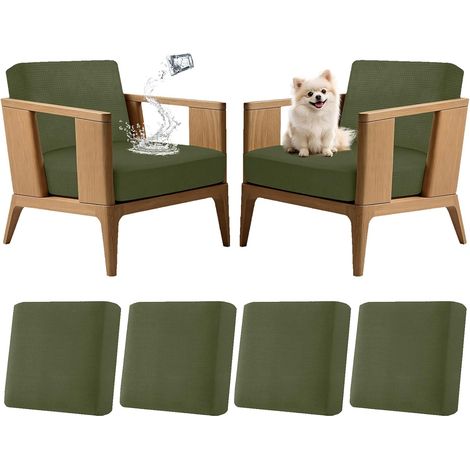 Fundas impermeables para cojines de sofá, funda elástica universal para asientos de sofá, protector de muebles para perros, gatos y niños, para uso en interiores y exteriores en patios (verde oliva, 4 (1/5)