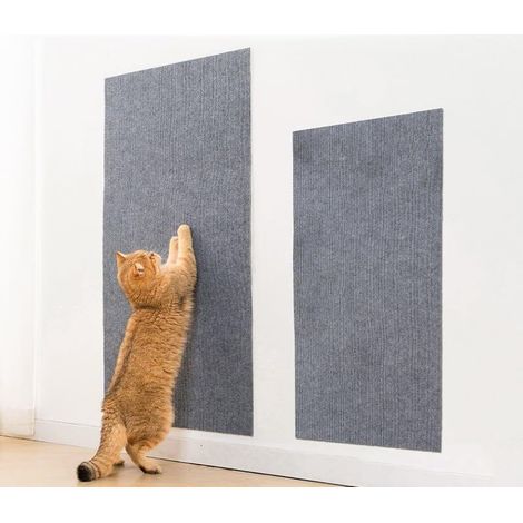 Tappetino antiscivolo per gatti, adesivo forte, ultra-appiccicoso, aderisce ovunque, protegge i mobili, può essere tagliato e riposizionato a piacere, in poliestere (grigio chiaro, lunghezza 60 cm, la (1/4)