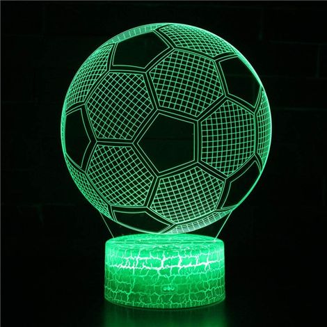 Veilleuse Football - Illusion 3D En Acrylique - 16 Couleurs Avec Télécommande Et Bouton Tactile - Alimentation USB Ou Batterie - Pour Chambre D'enfant