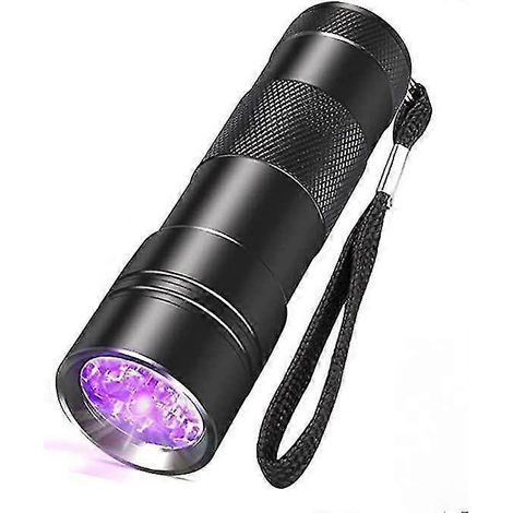 Lampe torche à lumière noire, lot de 12 lampes torches UV LED, lampe torche portable 395 nm, détecteur d'urine professionnel noir