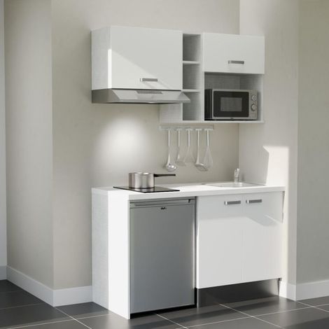 Kitchenette K13L-PT - 140 cm - plan stratifié, évier inox, électroménager inclus