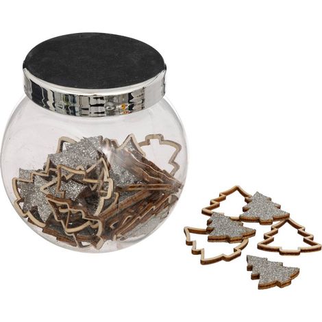 Accessoires Einmachglas Form Holz Glitzer Silber - Feeric lights & christmas