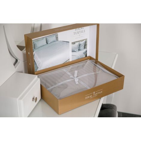 Hochwertiges Doppelbettwäsche-Set aus Satin, grau, 100 % Baumwolle (1/5)