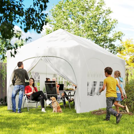 Pavillon pliant jardin Blanc 3x6 m murs amovibles sac transport