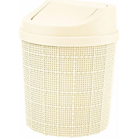 [NUNCA USADO]Mini bote de basura de 1,5 L, de escritorio, con tapa abatible, para dormitorio, sala de estar, cocina y vehículo (blanco) (1/4)