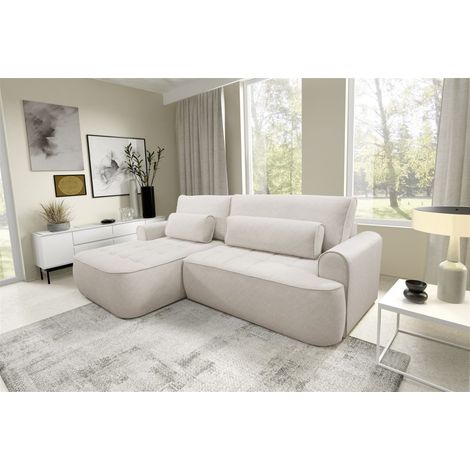 Ecksofa mit Schlaffunktion HUNTER Sofa in Stoff Cloud Hellbeige Ottomane Links (1/5)