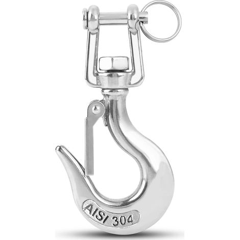 Lourd Devoir Crochet de Levage Chargez le Remorquage Chaîne de Levage Crochet de Sécurité Treuil Remorque Acier Chape Loquet Sécurité Levage Inoxydable 3/16 Inch 150kgf (1/5)