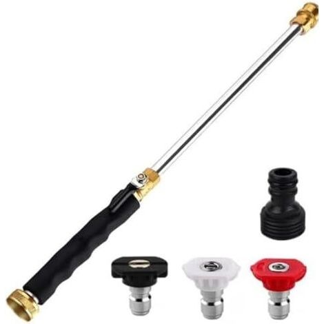 Lance Haute Pression avec 3 Buses, Nettoyeur pour Lavage Voiture Jardin Nettoyage Fenêtres (Noir) Noir -
