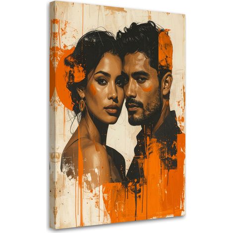 Impresión de Imagen Retrato artístico de hombre y mujer con fondo naranja 20x30 (1/5)