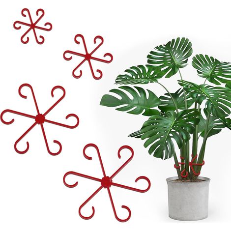 Pinzas para plantas trepadoras, juego de 4 piezas, pinzas rojas de soporte para plantas de interior, ideales para plantas trepadoras, tomates, hortensias y rosas (1/5)