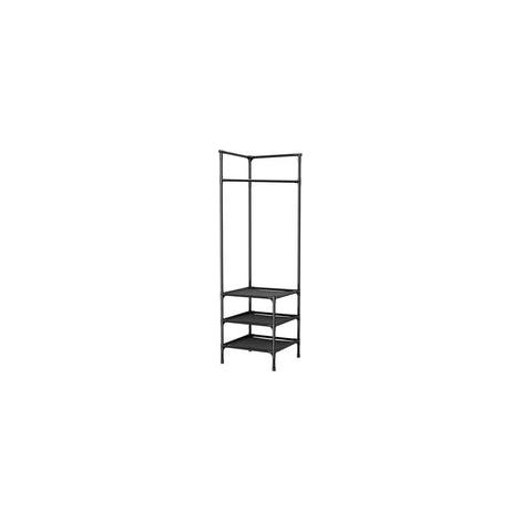 – Porte-vêtements d'angle noir en acier au carbone – Étagère 3 niveaux – Dimensions 45x45x180 cm – Charge maximale élevée (1/5)