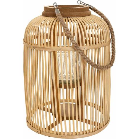 Farol portavelas de bambú marrón d27x37 (1/5)
