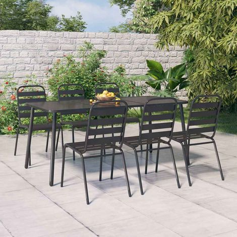 vidaXL 7 Piece Garden Dining Set Anthracite Steel (1/5)