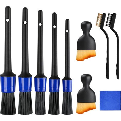 10PCS Pinceau Detailing Auto, Pinceau Nettoyage Voiture Brosse, Nettoyage Voiture Brosse à Détails Auto, Detailing Auto pour La Voiture Moto Roues de Tableau de Bord, Bouches D'aération (1/5)
