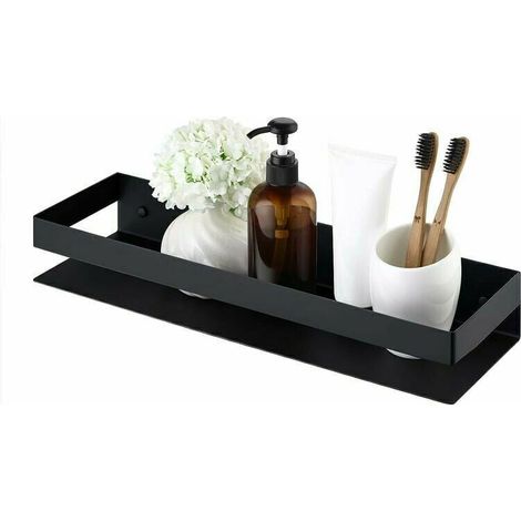 Mensola da parete per bagno, mensola per doccia, acciaio inox, 40 cm, mensola da parete in acciaio nero (1/4)