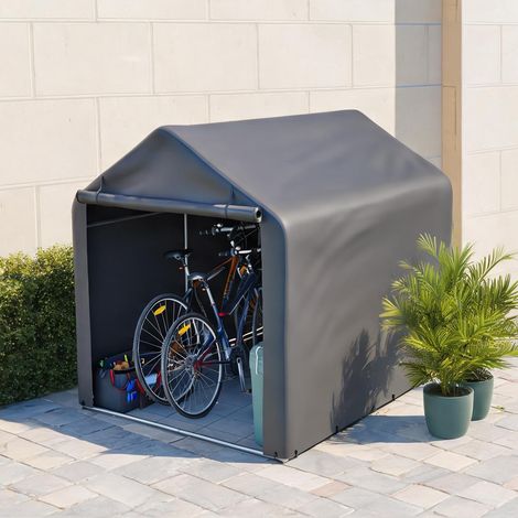 Abri vélo métal 160 x 220 x 165 cm avec rideau enroulable (1/5)